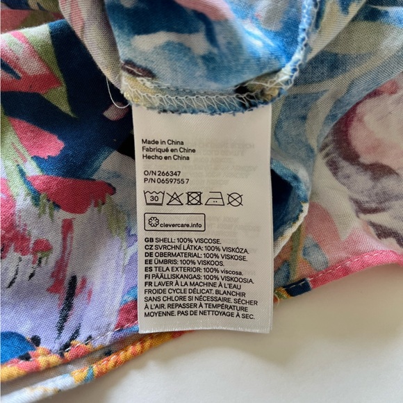 H&M Off-the-shoulder Smocked Short Wide Sleeve Floral Print Pockets Flowy Dress - Picture 13 of 14